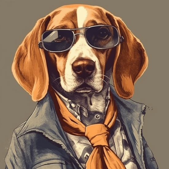 60s fashion beagle dog 2 - Πίνακας σε καμβά