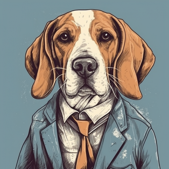 60s fashion beagle dog - Πίνακας σε καμβά