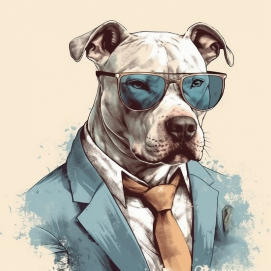 60s fashion pitbull dog - Πίνακας σε καμβά