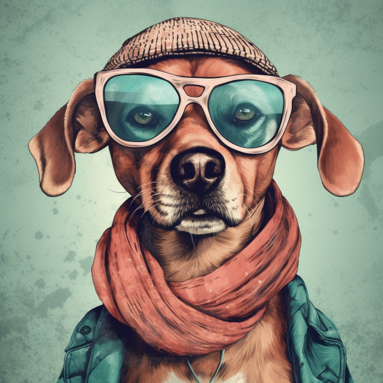 60s trendy dog 2 - Πίνακας σε καμβά