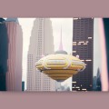 Alien spaceship flying over New York - Πίνακας σε καμβά Κάδρα / Καμβάδες