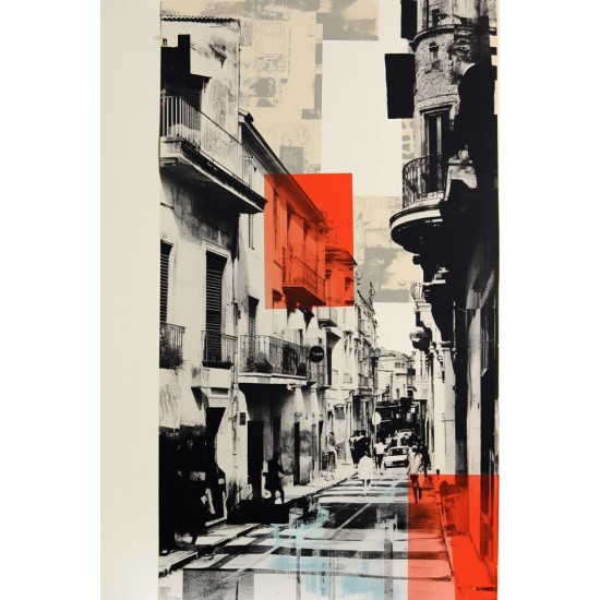 Black and white news paper collage art 2 - Πίνακας σε καμβά