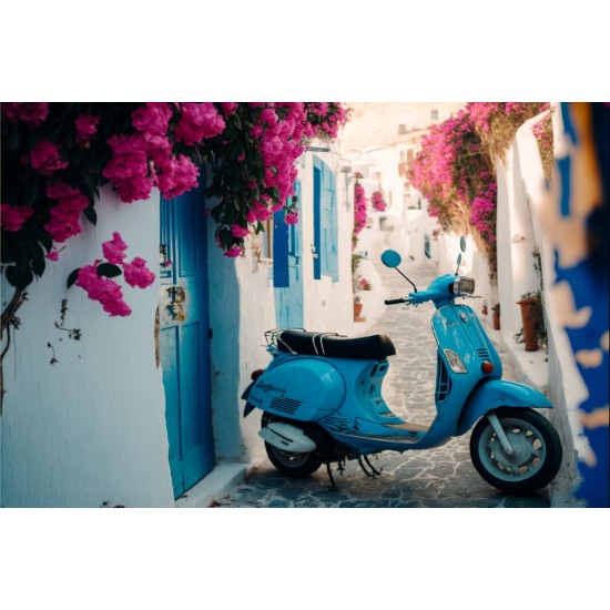 Blue scooter 2 - Πίνακας σε καμβά