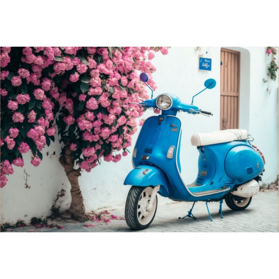 Blue scooter - Πίνακας σε καμβά Κάδρα / Καμβάδες