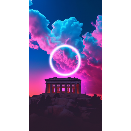 Circle surrounded by clouds - Πίνακας σε καμβά