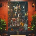 Cocktail Giraffe - Πίνακας σε καμβά Κάδρα / Καμβάδες