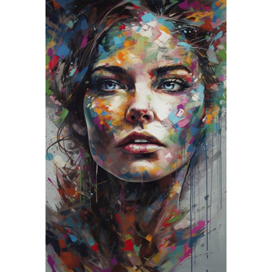 Color splashed woman - Πίνακας σε καμβά