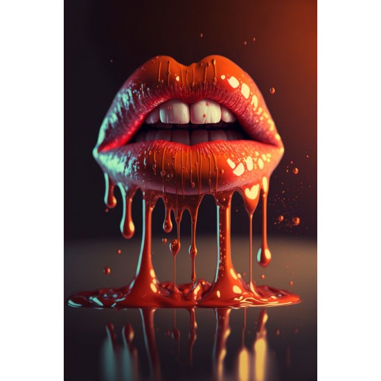 Female red lips - Πίνακας σε καμβά