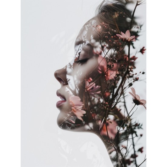 Flowers in her head - Πίνακας σε καμβά