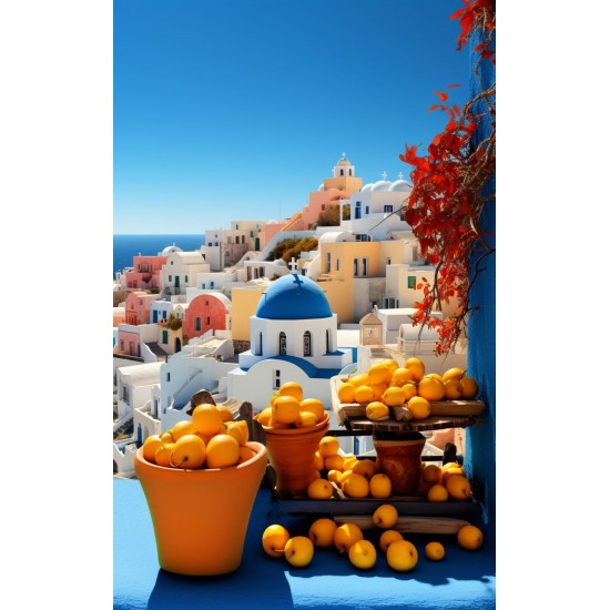Fresh fruits at a balcony - Πίνακας σε καμβά - Πίνακας σε καμβά Κάδρα / Καμβάδες