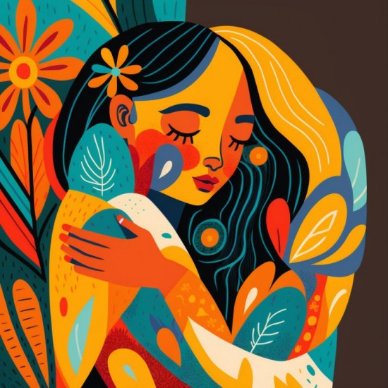 Girl hug - Πίνακας σε καμβά