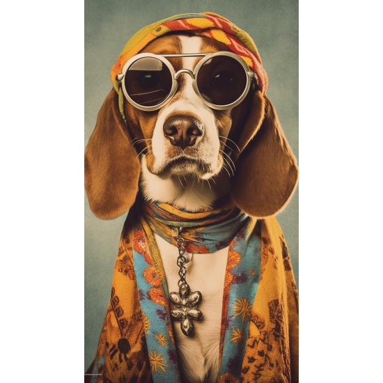 Hippy beagle - Πίνακας σε καμβά