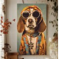 Hippy beagle - Πίνακας σε καμβά Κάδρα / Καμβάδες