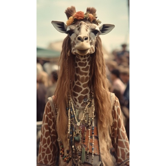 Hippy giraffe in 1969 - Πίνακας σε καμβά
