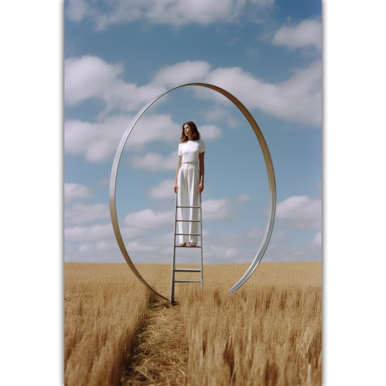 Lady on a ladder - Πίνακας σε καμβά Κάδρα / Καμβάδες