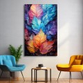 Leaves in rainbow colors - Πίνακας σε καμβά Κάδρα / Καμβάδες