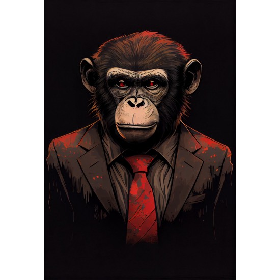 Monkey in a black suite - Πίνακας σε καμβά