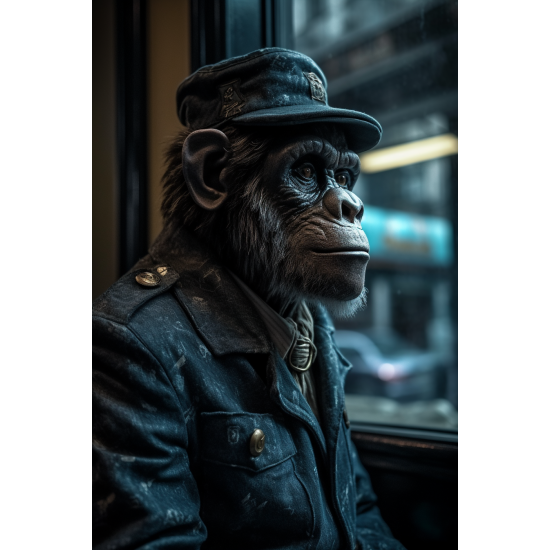 Monkey looking outside of the window - Πίνακας σε καμβά