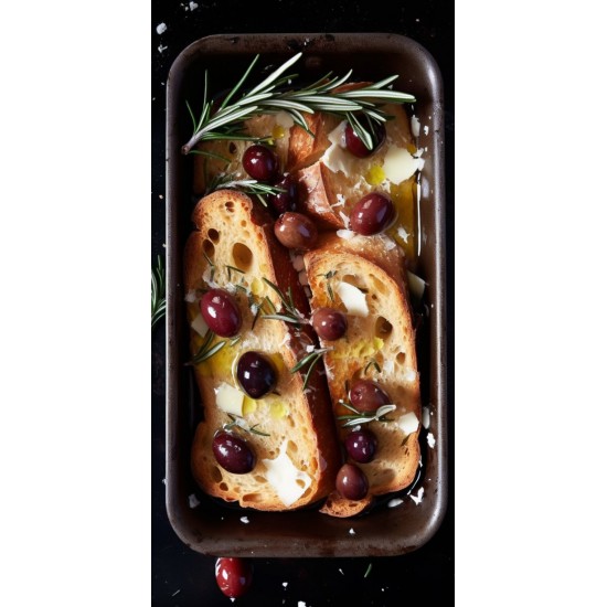 Pan of slices of bread with olives - Πίνακας σε καμβά