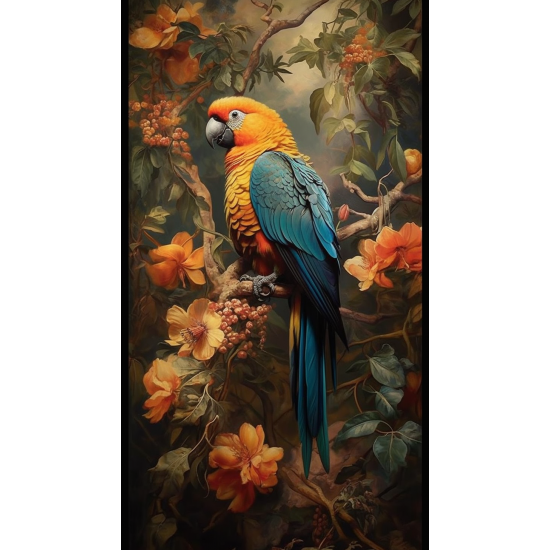 Parrot sitting on the tree - Πίνακας σε καμβά