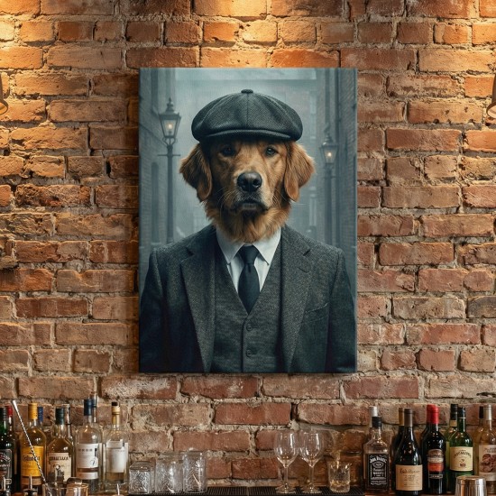 royal pet portrait σκύλος ντυμένος βασιλιάς και σκύλος peaky blinders gangster ai art