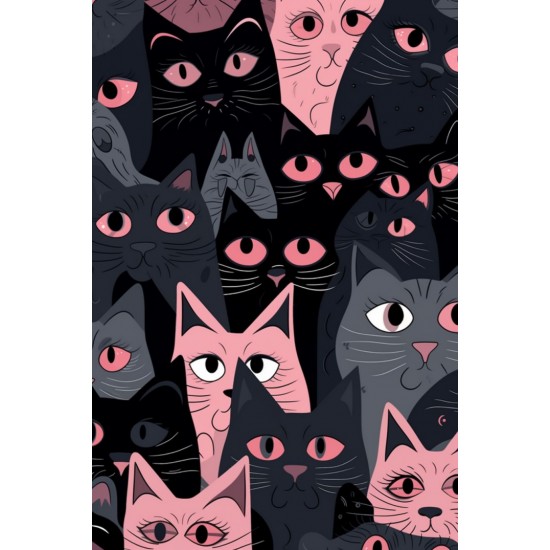 Pink and grey cats - Πίνακας σε καμβά