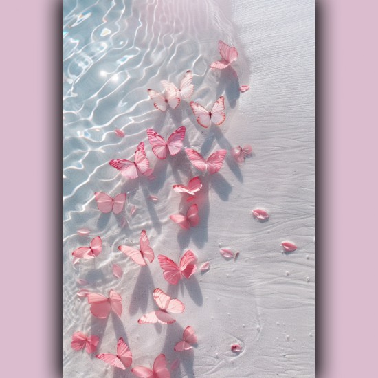 Pink  butterflies - Πίνακας σε καμβά Κάδρα / Καμβάδες