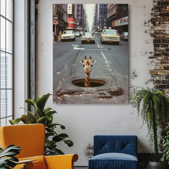 Road giraffe - Πίνακας σε καμβά