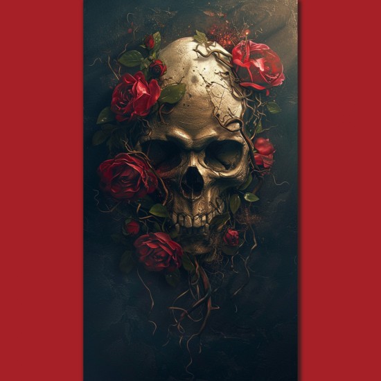 Skull and roses - Πίνακας σε καμβά - Πίνακας σε καμβά Κάδρα / Καμβάδες