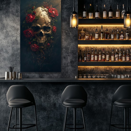 Skull and roses - Πίνακας σε καμβά