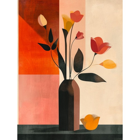 Vase with flowers - Πίνακας σε καμβά - Πίνακας σε καμβά Κάδρα / Καμβάδες