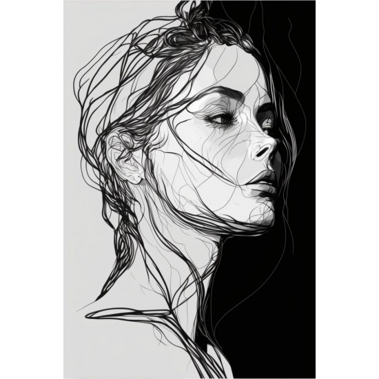 White and black womans face - Πίνακας σε καμβά Κάδρα / Καμβάδες