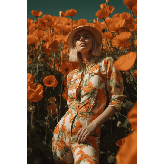 Woman in flowers forest print - Πίνακας σε καμβά