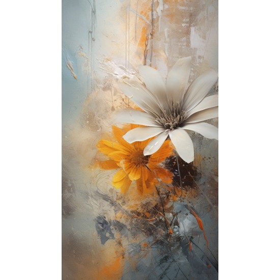 Yellow and white painting flowers - Πίνακας σε καμβά