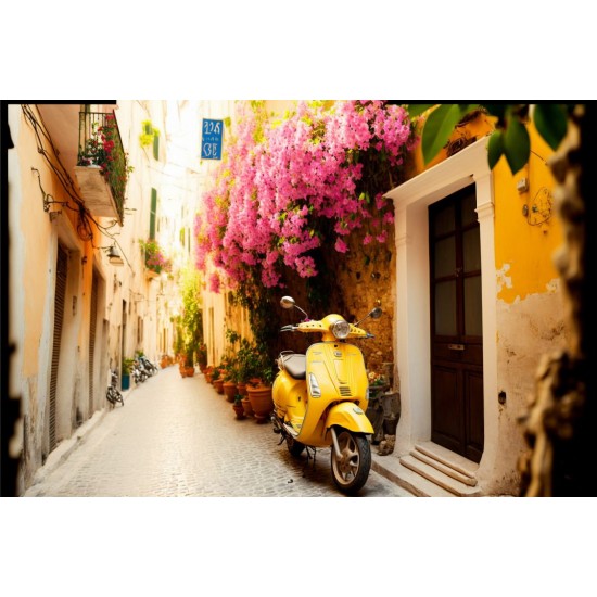 Yellow scooter 2 - Πίνακας σε καμβά Κάδρα / Καμβάδες