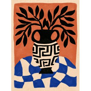 Αμφορέας με μαύρα φύλλα - Πίνακας σε καμβά