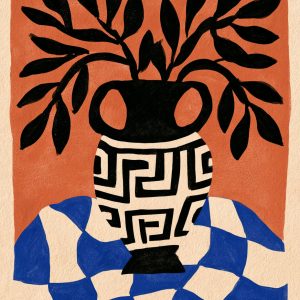 Αμφορέας με μαύρα φύλλα - Πίνακας σε καμβά