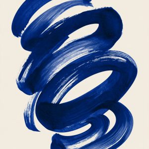 Μπλε σπείρες σε κρεμ - Πίνακας σε καμβά