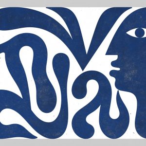 Πρόσωπο σε μπλε γραμμές - Πίνακας σε καμβά Πρόσωπο σε μπλε γραμμές - Πίνακας σε καμβά