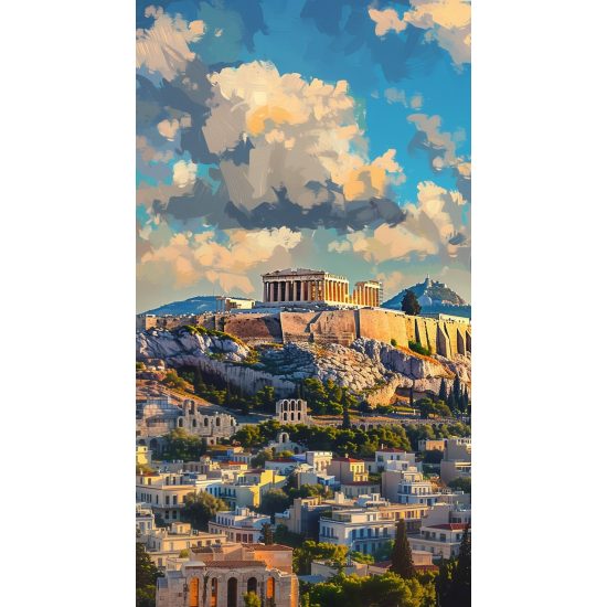 Ακρόπολη πάνω από την Αθήνα - Πίνακας σε καμβά