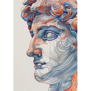 Αρχαία προτομή σε γραμμές - Πίνακας σε καμβά Αρχαία προτομή σε γραμμές - Πίνακας σε καμβά