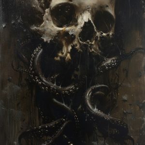 Κρανίο με πλοκάμια - Πίνακας σε καμβά
