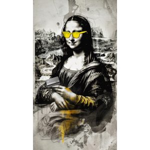 Μόνα Λίζα με κίτρινα γυαλιά - Πίνακας σε καμβά