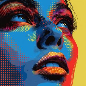 Πρόσωπο σε τελείες pop art - Πίνακας σε καμβά
