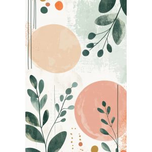 Φύλλα και κύκλοι boho - Πίνακας σε καμβά Φύλλα και κύκλοι boho - Πίνακας σε καμβά
