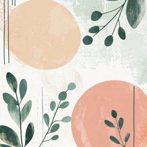 Φύλλα και κύκλοι boho - Πίνακας σε καμβά