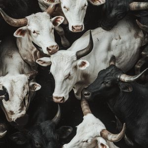 Λευκές αγελάδες - Πίνακας σε καμβά