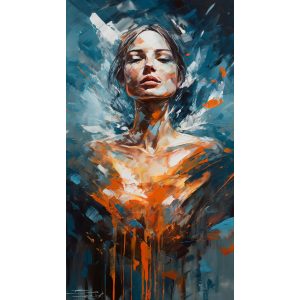 Female character floating in the air - Πίνακας σε καμβά