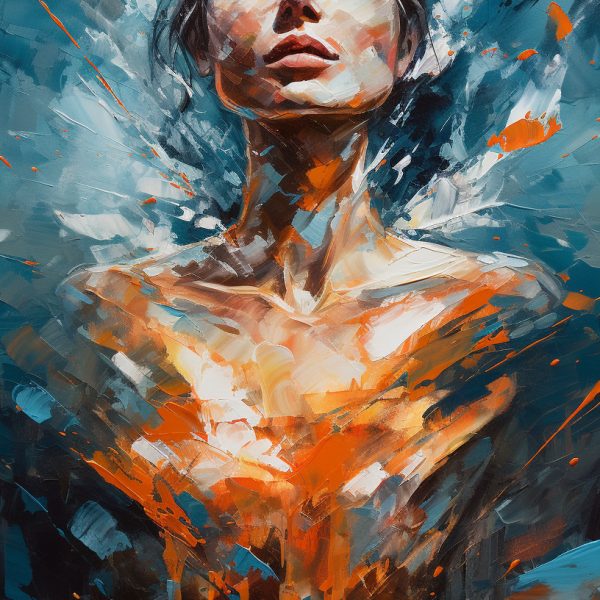 Female character floating in the air - Πίνακας σε καμβά