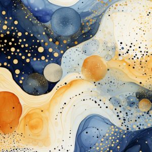 Gold and blue changes - Πίνακας σε καμβά